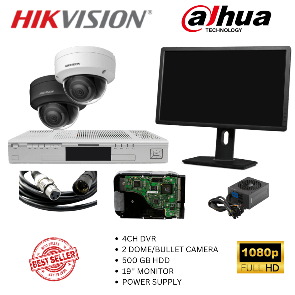 2 High Definition (HD) Dome/Bullet CCTV Cameras Full Kit