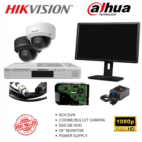 2 High Definition (HD) Dome/Bullet CCTV Cameras- Full Kit + Installation