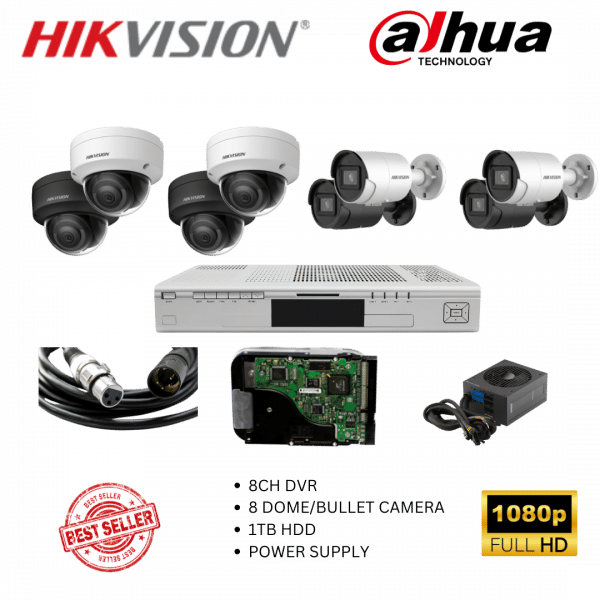 8 High Definition (HD) Dome/Bullet CCTV Cameras- Full Kit + Installation
